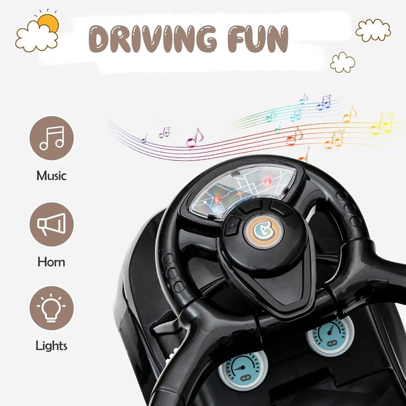 Olakids 4 in 1 Ride on Push Car, Toddlers Stroller Sliding Walking with Horn, Music, Lights, Removable Guardrails and Handle, Underneath Storage, Foot-to-Floor Walker for Boys Girls (Dark) - Image 5